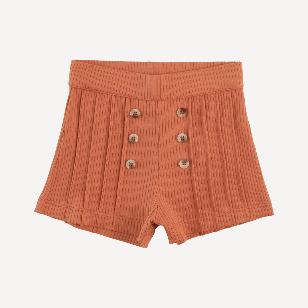 pintuck short | rust | organic cotton single rib