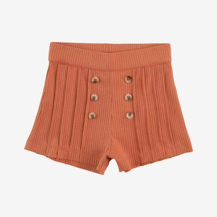 pintuck short | rust | organic cotton single rib