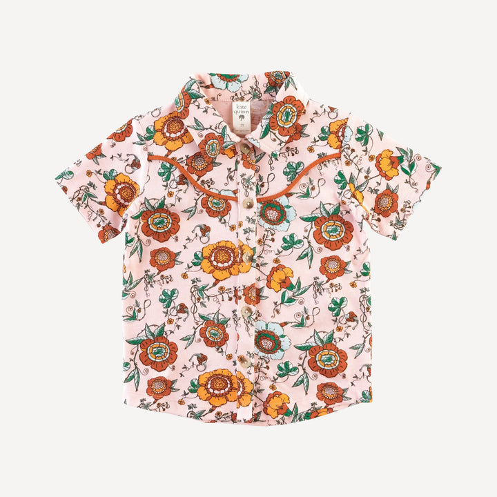 short sleeve urban cowboy shirt | chinoiserie floral | organic cotton jersey