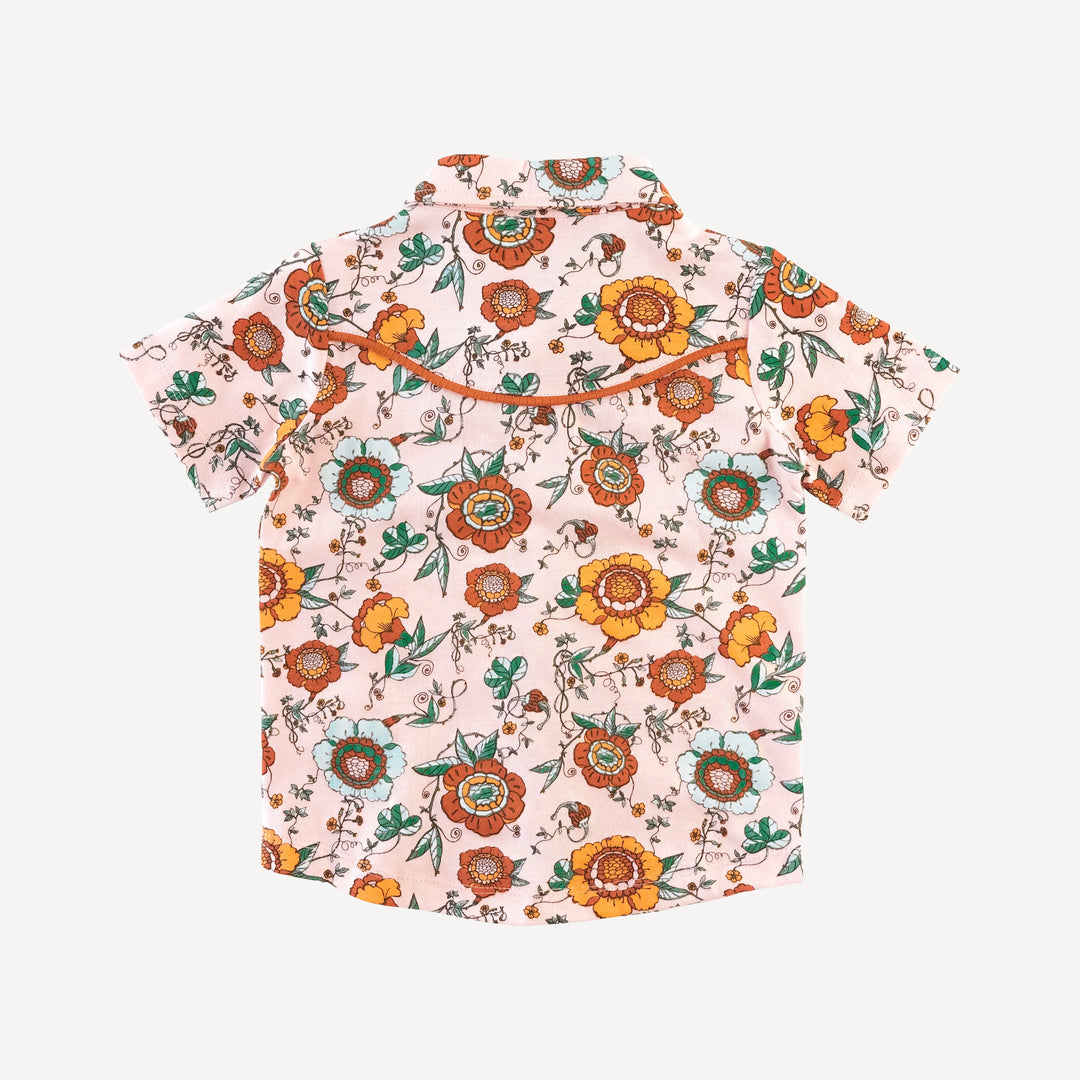short sleeve urban cowboy shirt | chinoiserie floral | organic cotton jersey
