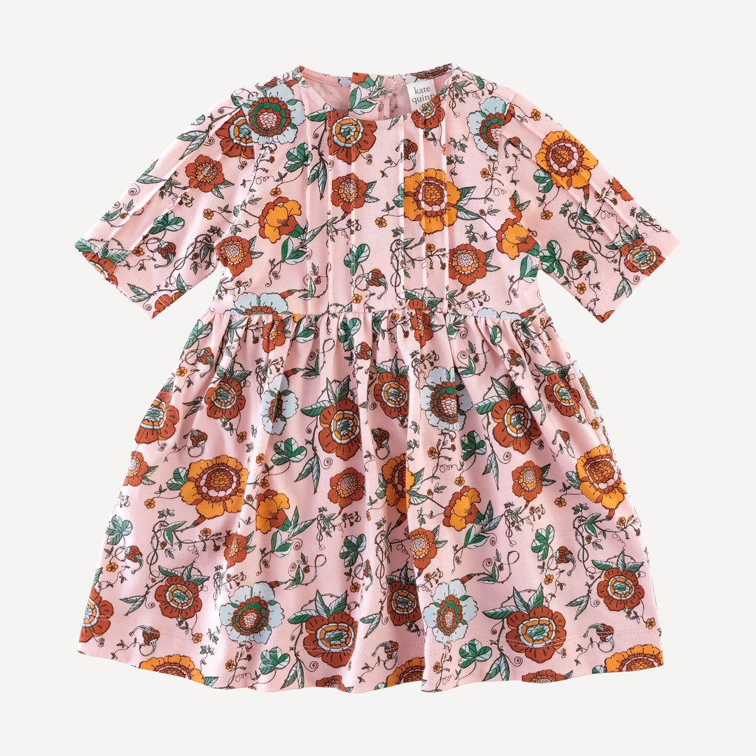 half sleeve ruby dress | chinoiserie floral | organic cotton jersey