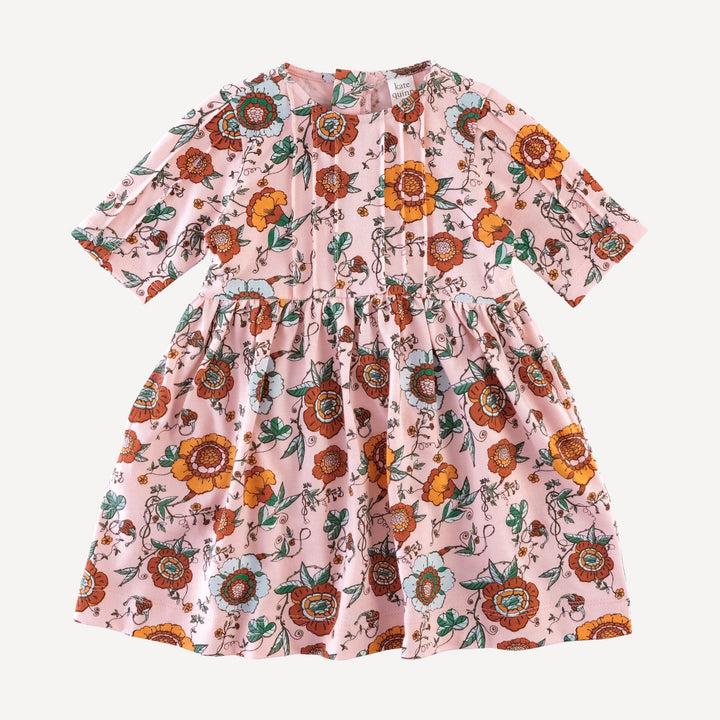 half sleeve ruby dress | chinoiserie floral | organic cotton jersey