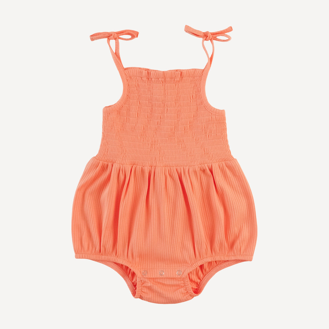 smocked tie bubble | papaya | organic cotton single rib