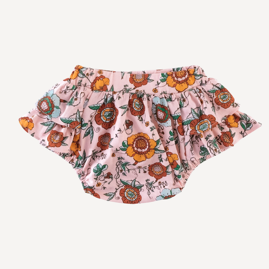 double ruffle bloomer | chinoiserie floral | organic cotton jersey
