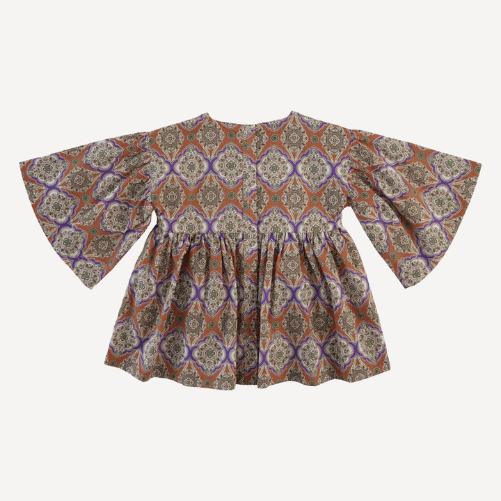 bell sleeve gathered tunic | alice wallpaper | organic cotton woven