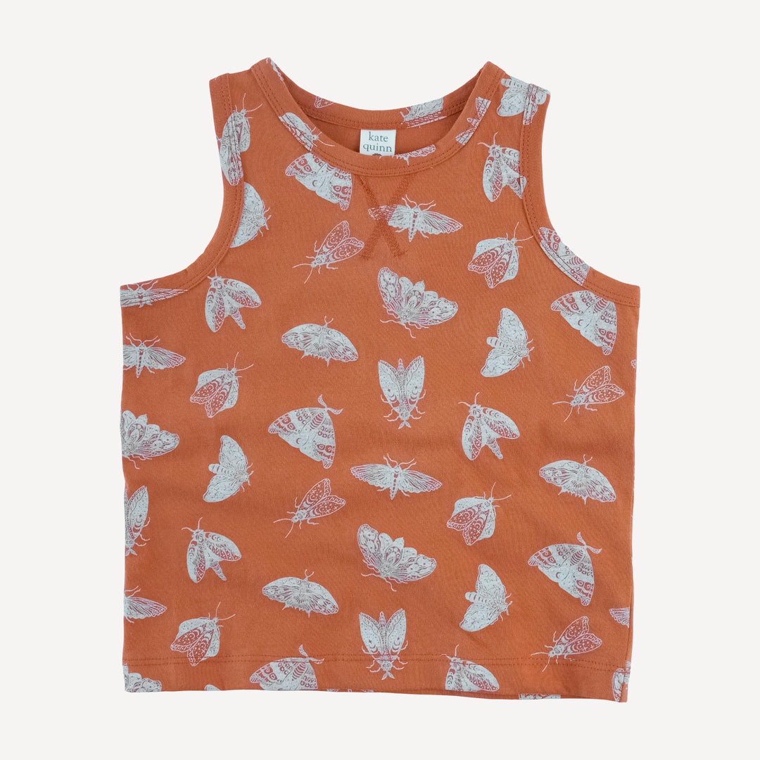 topstitch tank + relaxed short set | spicy moth scatter | organic cotton jersey