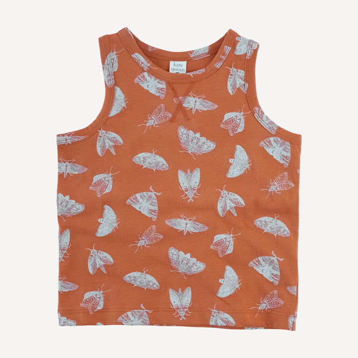 topstitch tank + relaxed short set | spicy moth scatter | organic cotton jersey