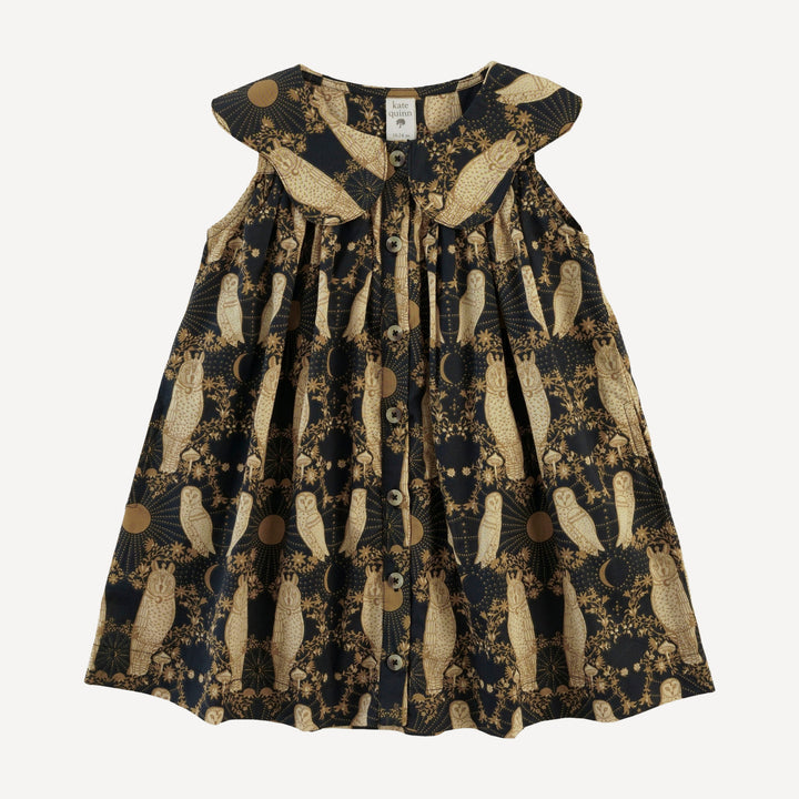 olive dress | mystical owl | organic cotton woven
