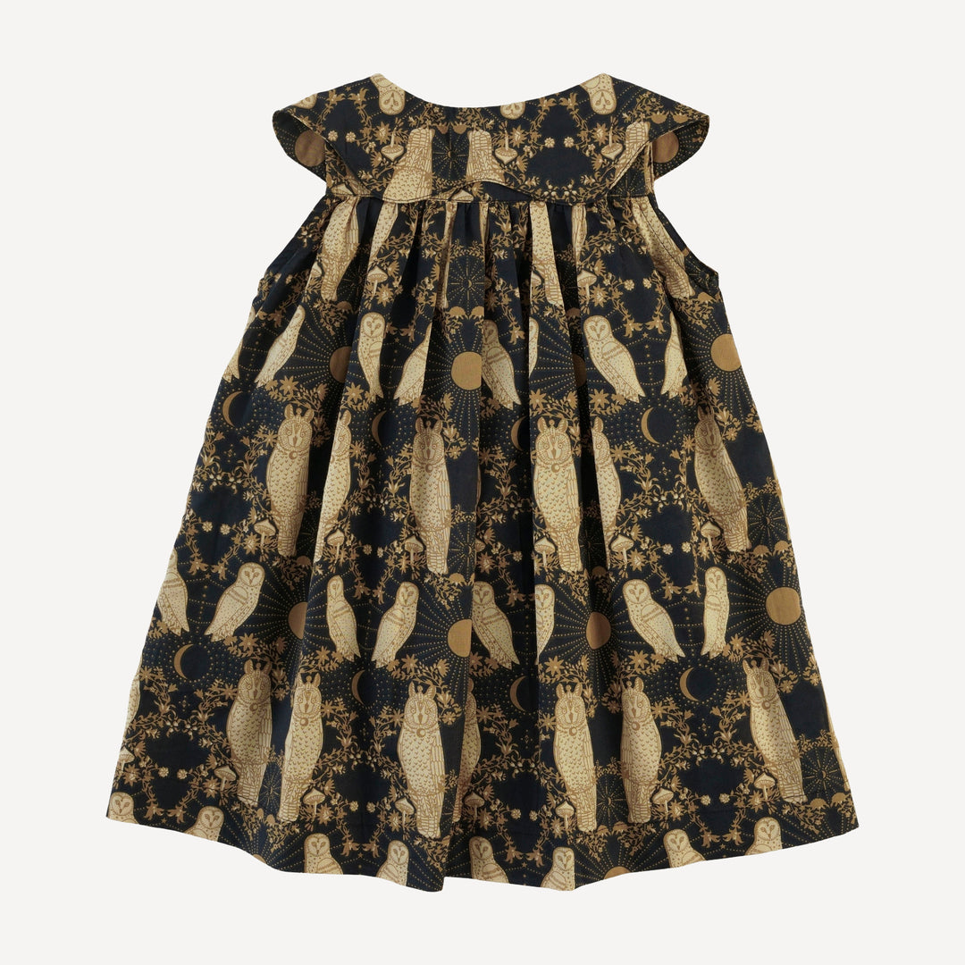 olive dress | mystical owl | organic cotton woven