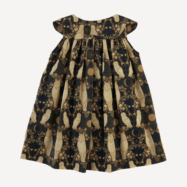 olive dress | mystical owl | organic cotton woven