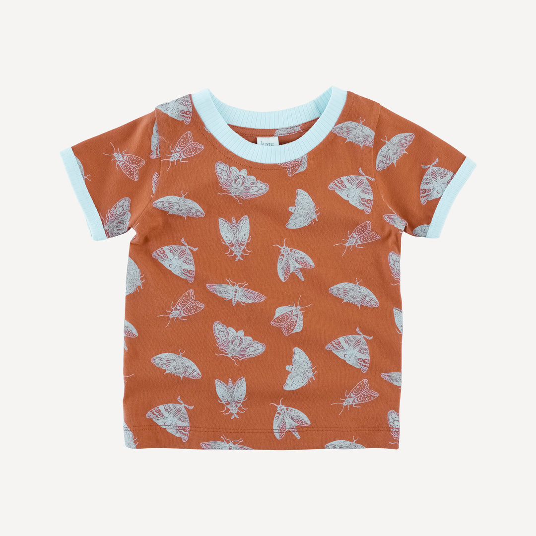 short sleeve ringer tee | spicy moth scatter | organic cotton jersey