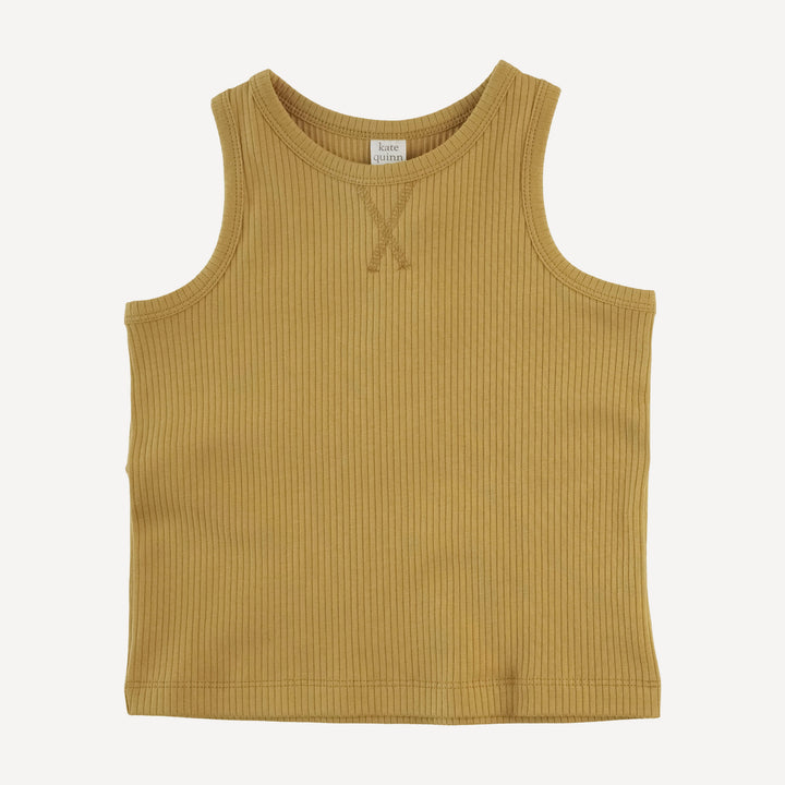 topstitch tank + relaxed short set | honey mustard | organic cotton single rib