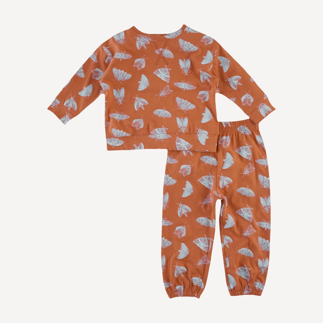 long sleeve relaxed jogger set | spicy moth scatter | organic cotton jersey