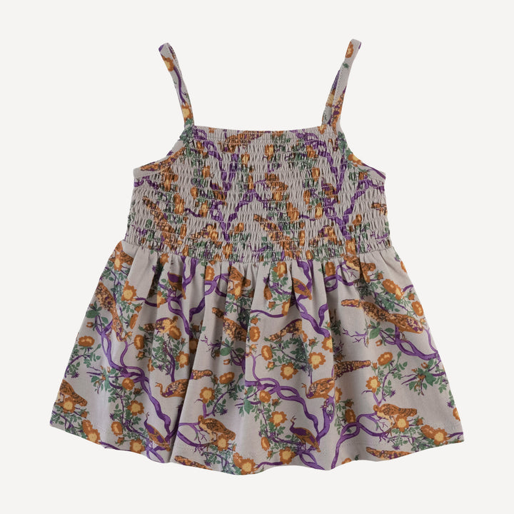 spaghetti strap smocked top + bike short set | chinoiserie peacock | organic cotton jersey