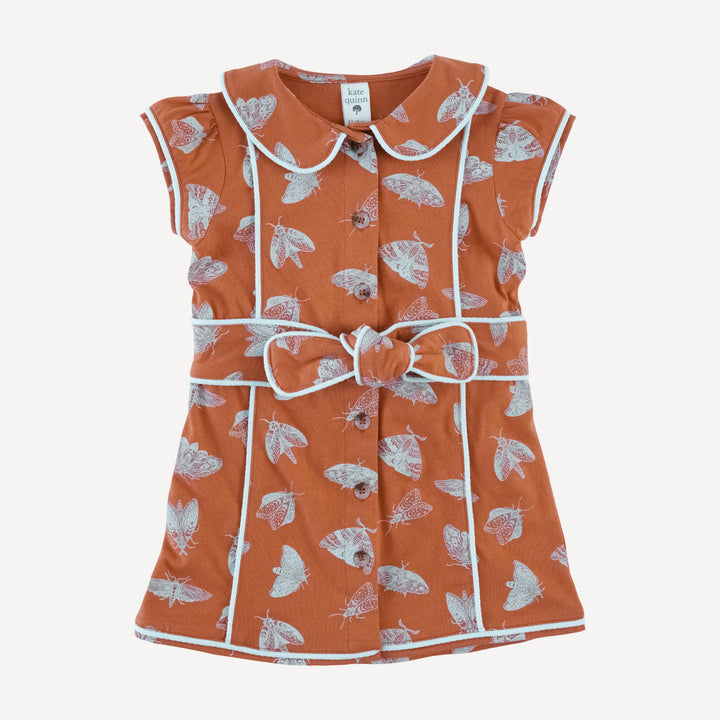 short sleeve violet dress | spicy moth scatter | organic cotton jersey