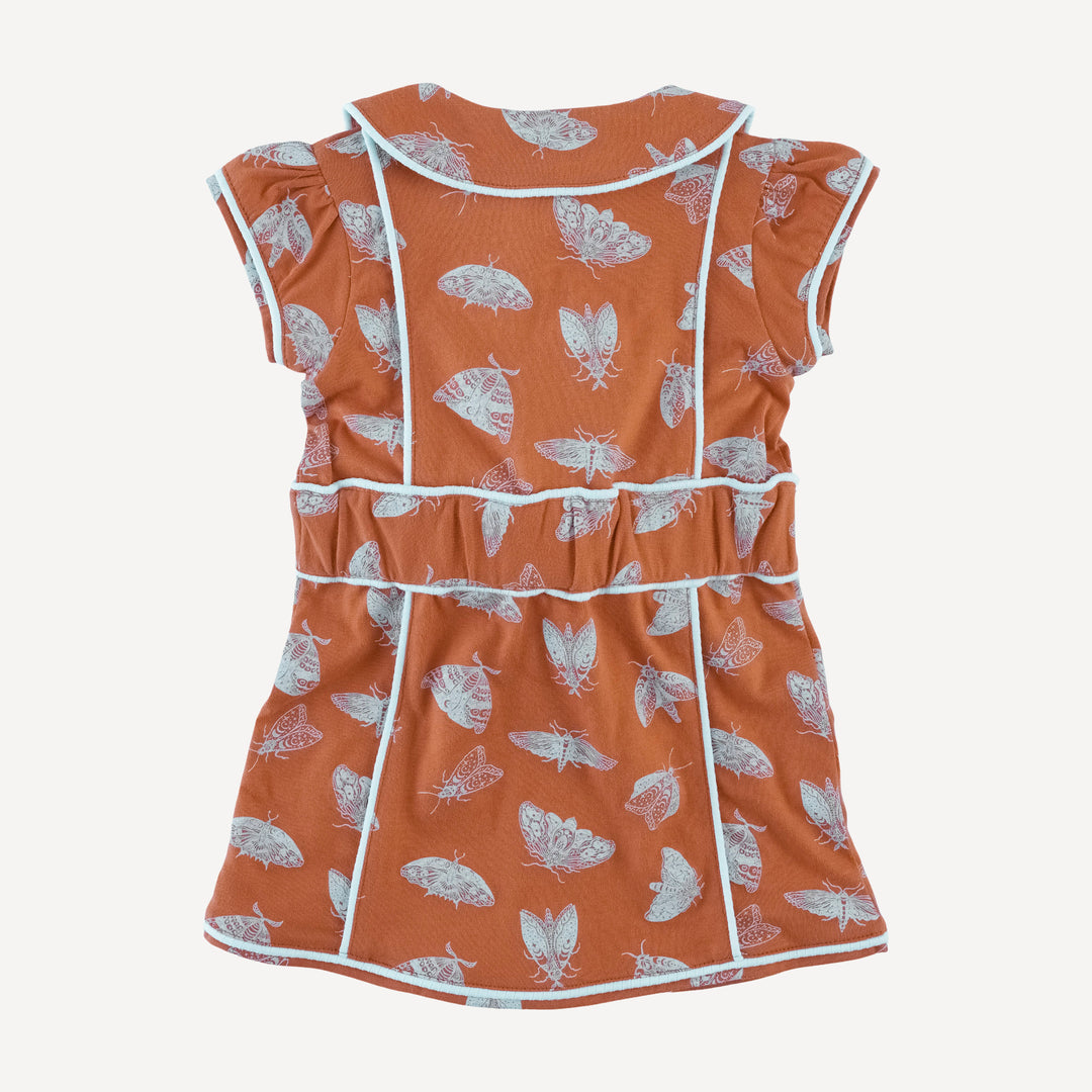 short sleeve violet dress | spicy moth scatter | organic cotton jersey