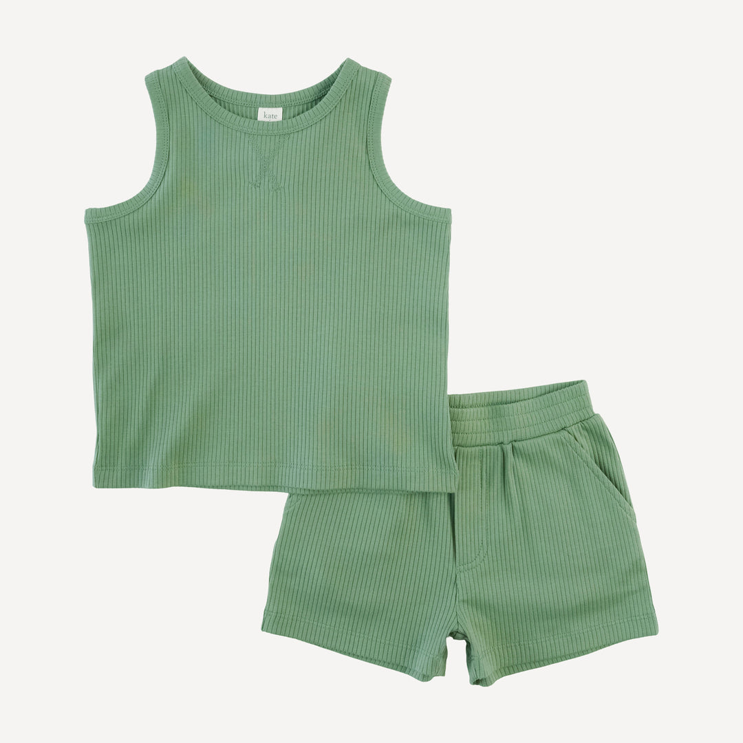 topstitch tank + relaxed short set | hedge | organic cotton single rib