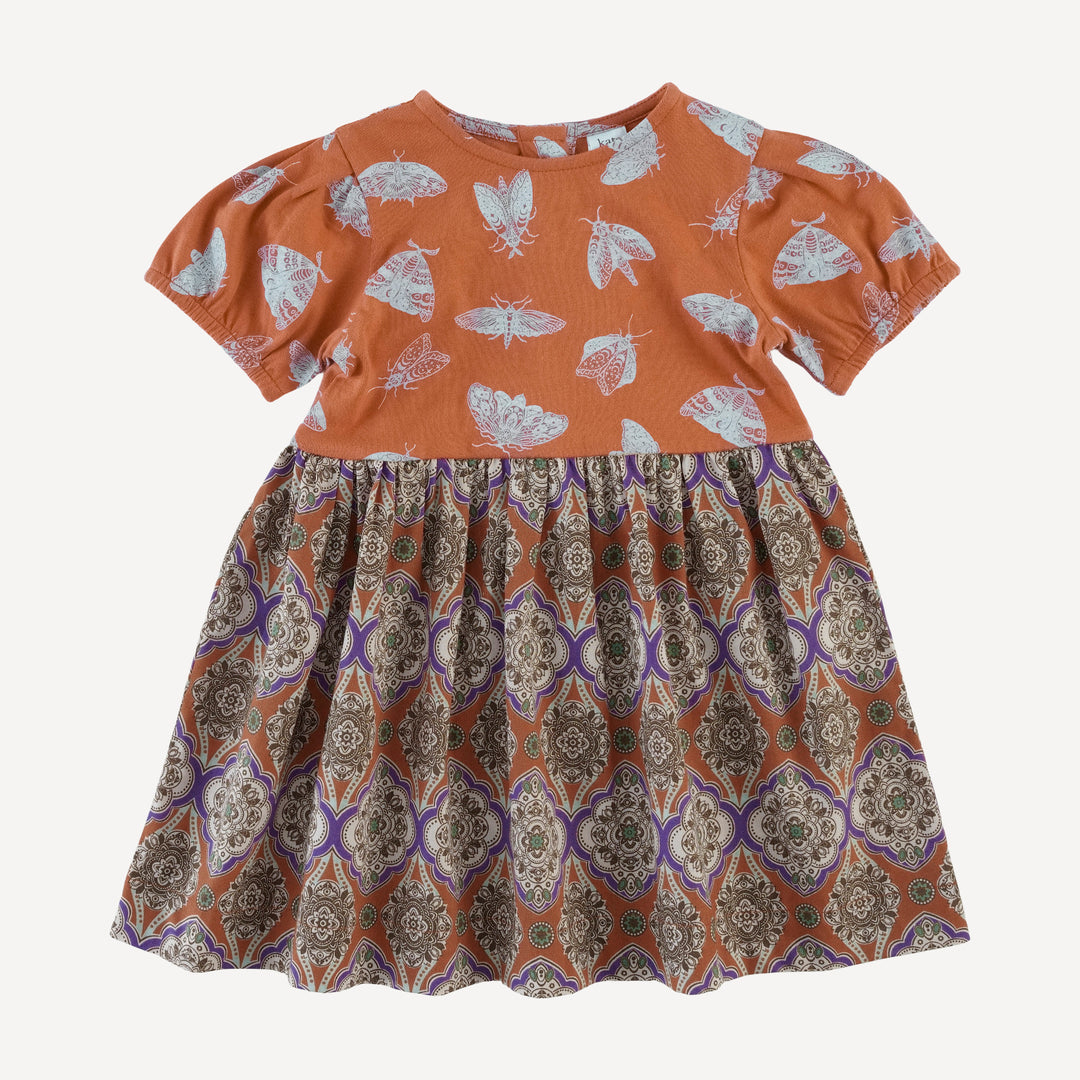 short puff sleeve ballet dress | spicy moth scatter | organic cotton jersey