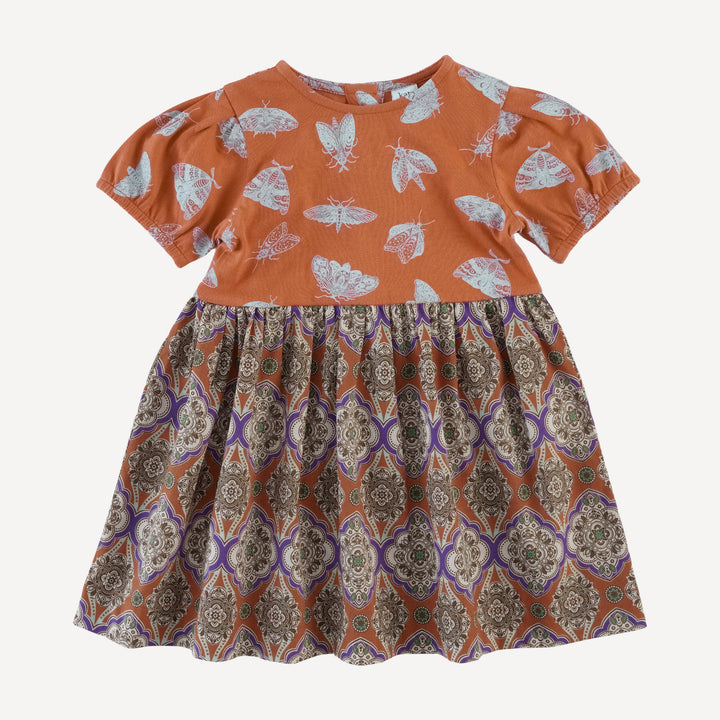 short puff sleeve ballet dress | spicy moth scatter | organic cotton jersey