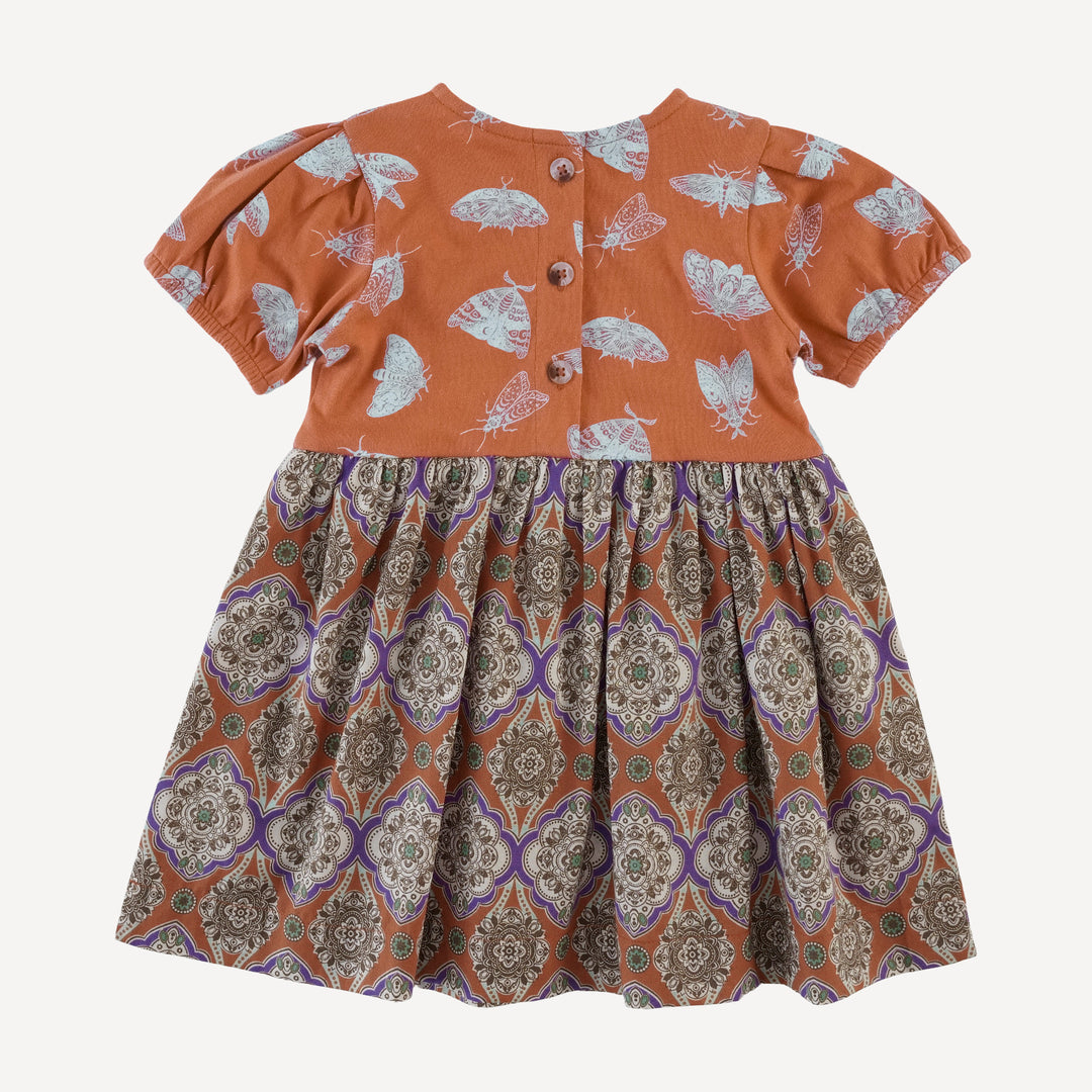short puff sleeve ballet dress | spicy moth scatter | organic cotton jersey