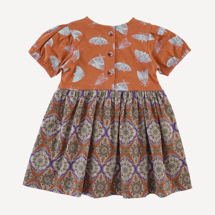 short puff sleeve ballet dress | spicy moth scatter | organic cotton jersey