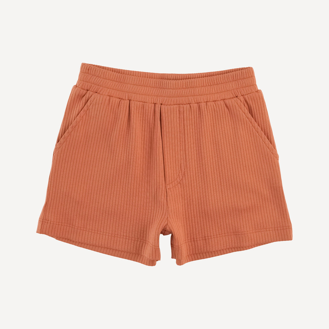 short sleeve ringer tee + relaxed short set | rust mystical owl | organic cotton jersey
