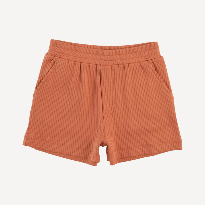 short sleeve ringer tee + relaxed short set | rust mystical owl | organic cotton jersey