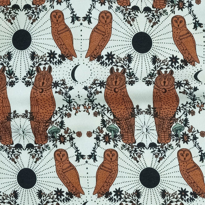 short sleeve ringer tee + relaxed short set | rust mystical owl | organic cotton jersey