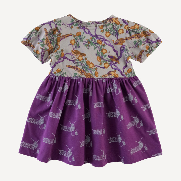 short puff sleeve ballet dress | chinoiserie peacock | organic cotton jersey