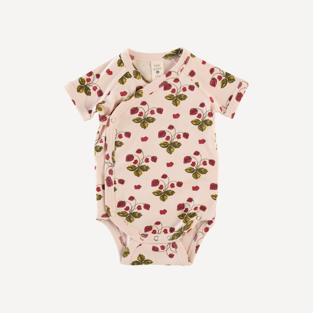 short sleeve wrap bodysuit | mauve chalk strawberry | organic cotton interlock