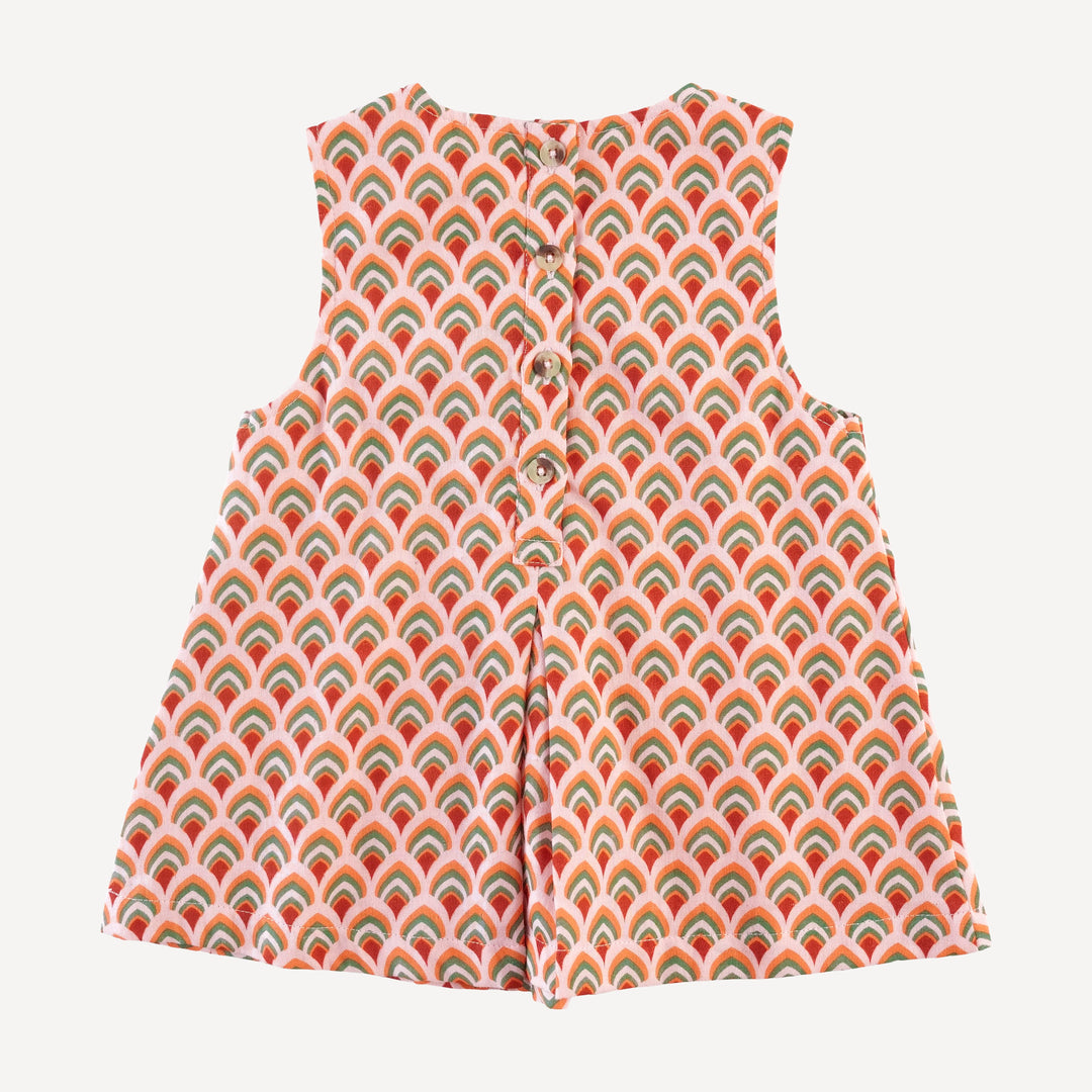 sleeveless button tab top + bike short set | modern feather | organic cotton gauze