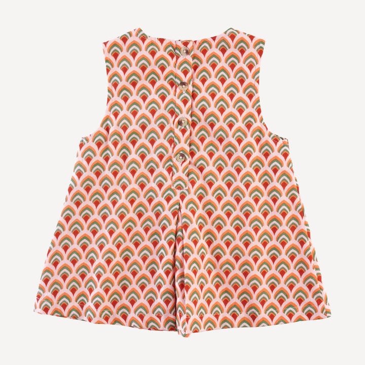 sleeveless button tab top + bike short set | modern feather | organic cotton gauze
