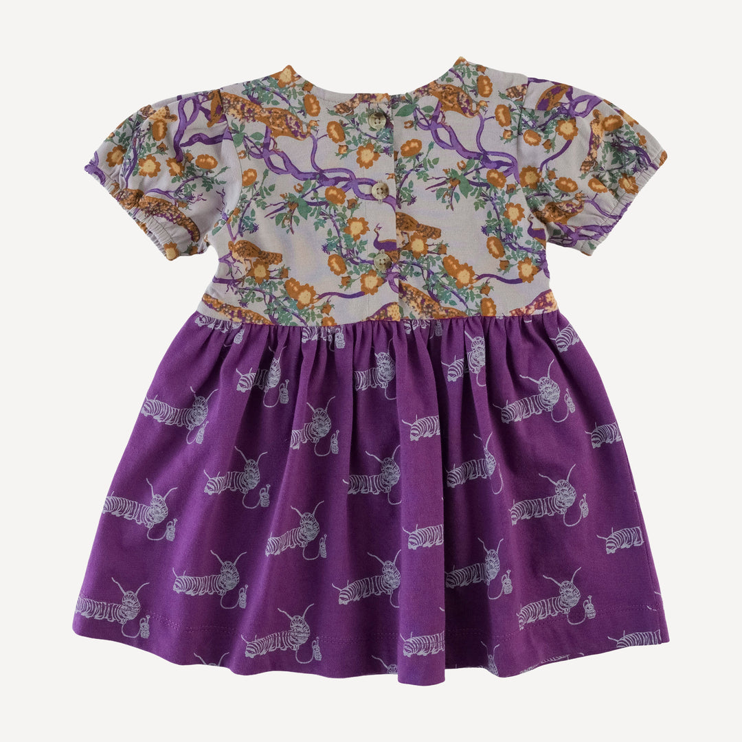 short puff sleeve ballet dress | chinoiserie peacock | organic cotton jersey