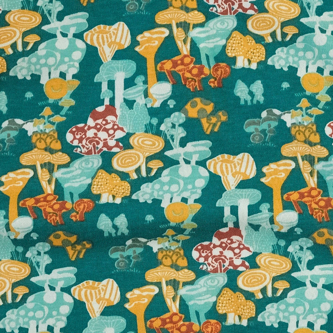 retro flutter tee + bike short set | magic mushrooms | organic cotton jersey