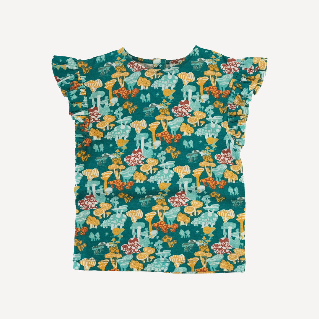 retro flutter tee + bike short set | magic mushrooms | organic cotton jersey