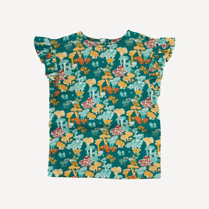 retro flutter tee + bike short set | magic mushrooms | organic cotton jersey