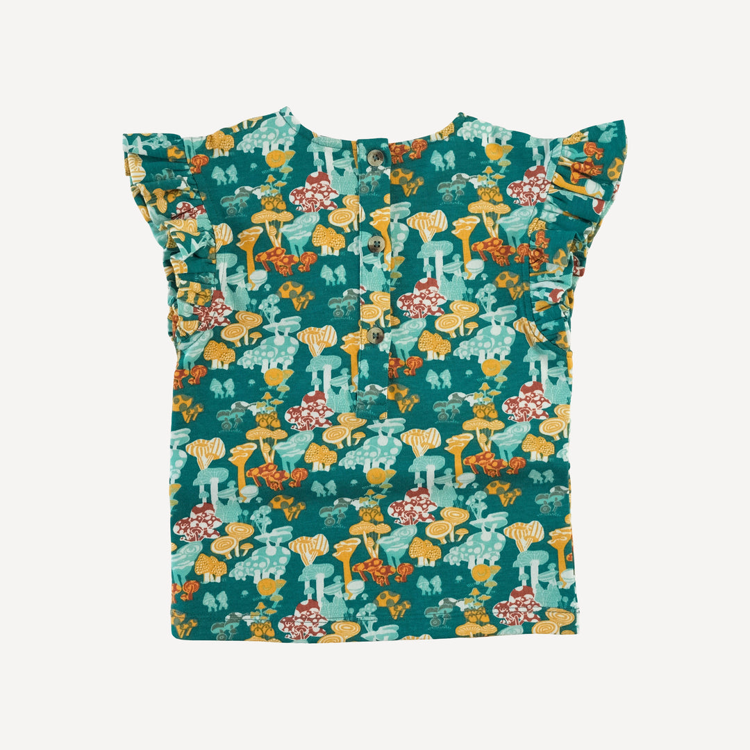 retro flutter tee + bike short set | magic mushrooms | organic cotton jersey