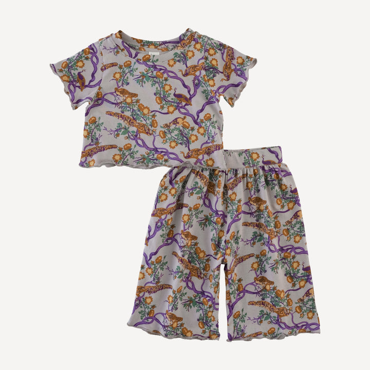 short sleeve jade set | chinoiserie peacock | organic cotton jersey