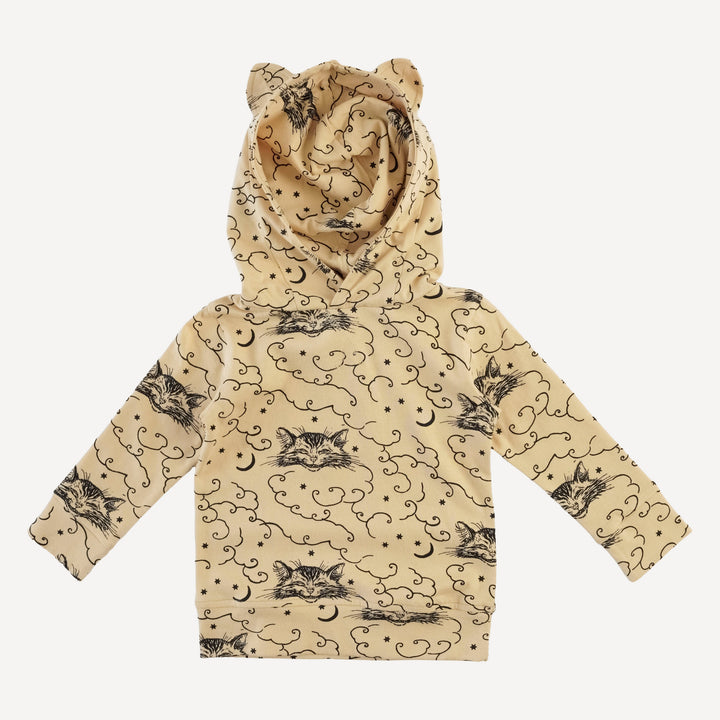 cat ear hoodie | black cheshire cat | organic cotton jersey