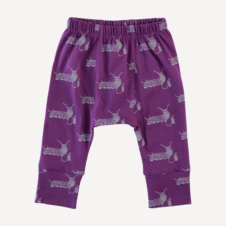 classic panda pant | plum caterpillar | organic cotton jersey