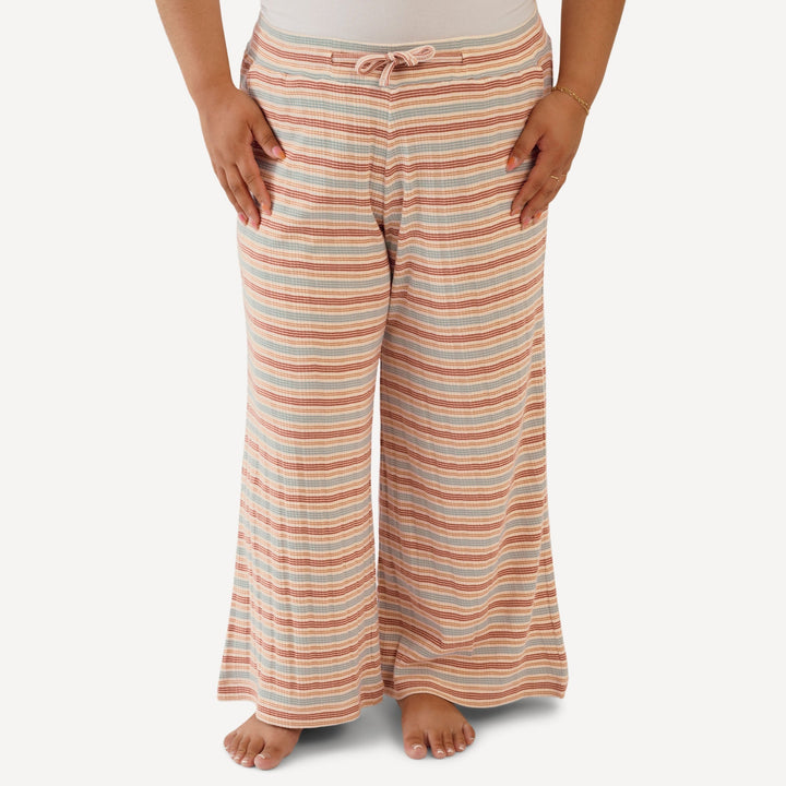 womens cropped lounge pant | multi stripe | organic cotton multi rib