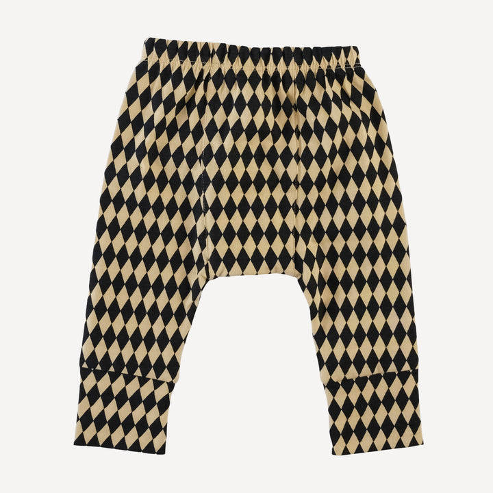 classic panda pant | black harlequin | organic cotton jersey