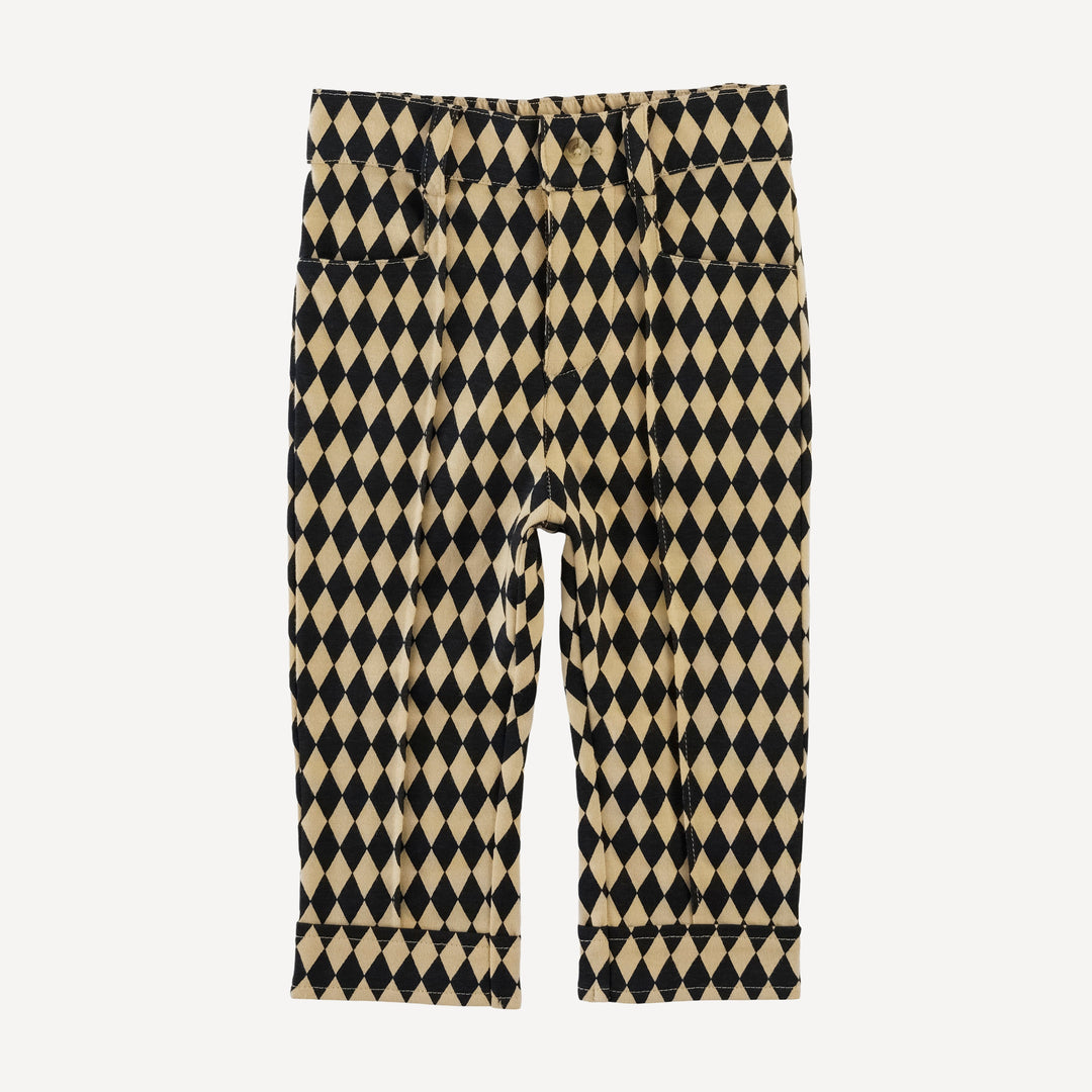 pintuck pant | black harlequin | organic cotton jersey