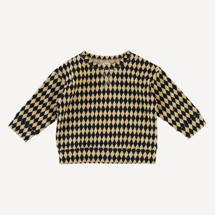 long sleeve relaxed jogger set | black harlequin | organic cotton jersey