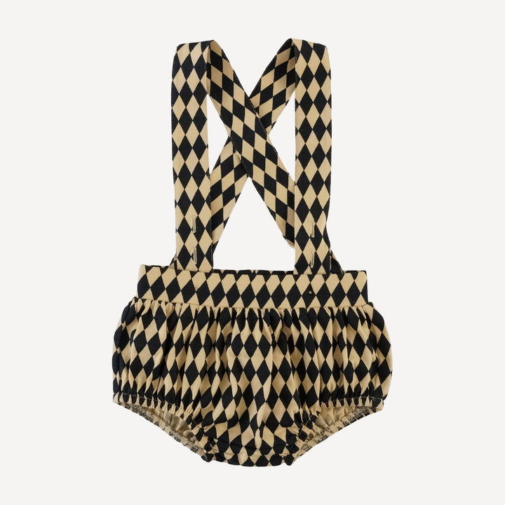 suspender bubble bloomer | black harlequin | organic cotton jersey