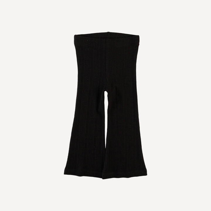 flare leg pant | black | organic cotton multi rib
