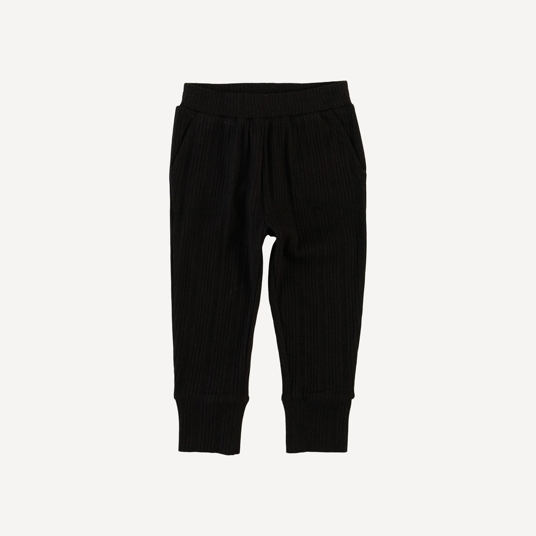 slim sport jogger | black | organic cotton multi rib