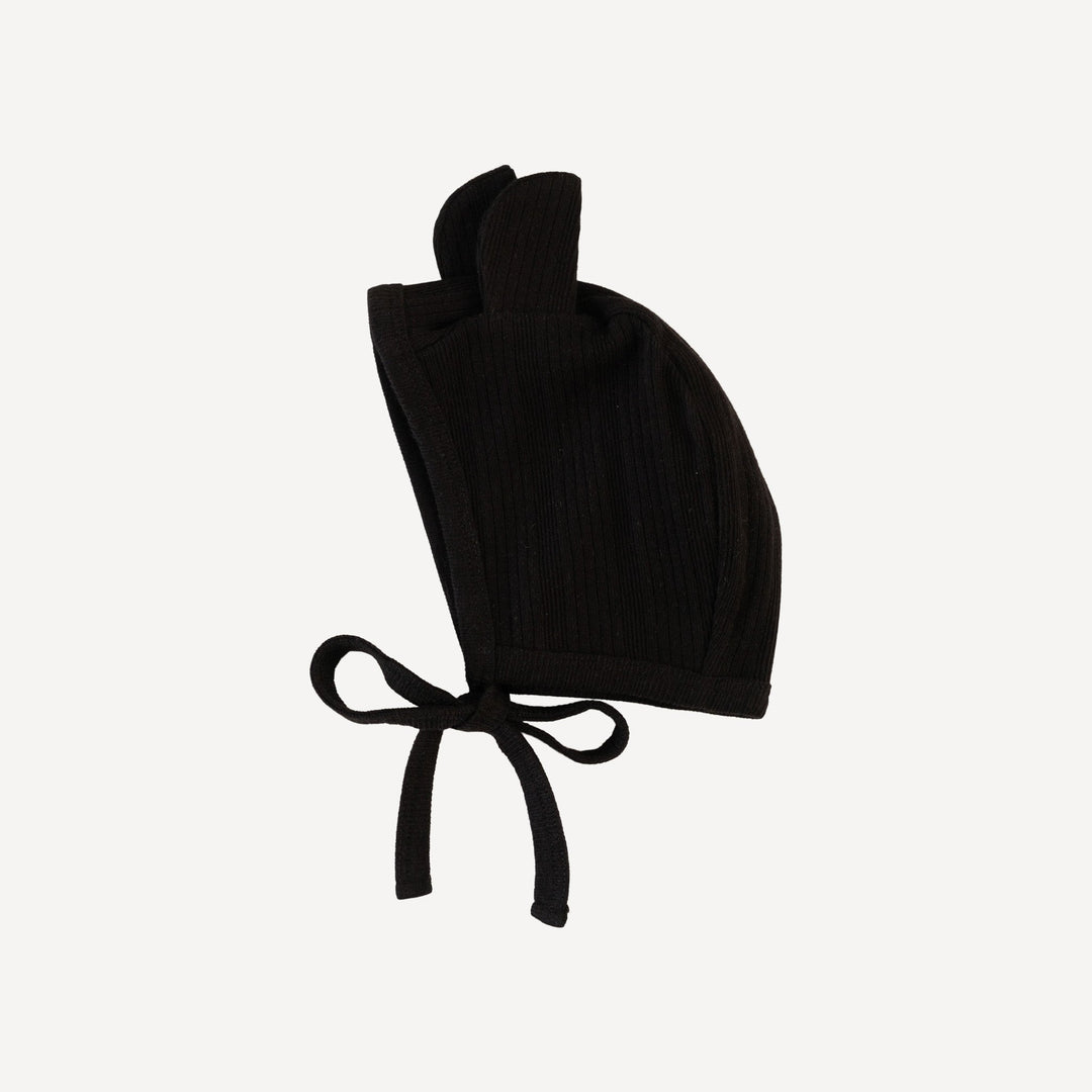 bear hat | black | organic cotton multi rib