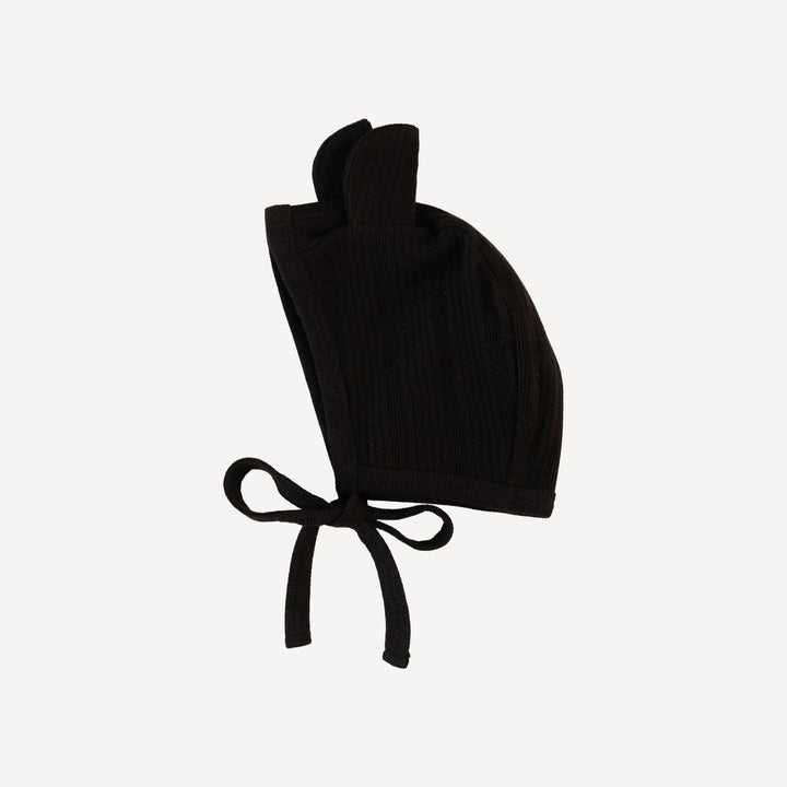 bear hat | black | organic cotton multi rib