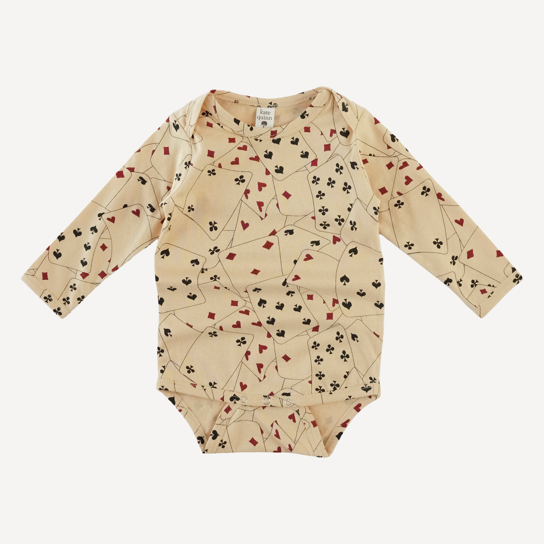 long sleeve lap neck bodysuit | playing cards | organic cotton jersey